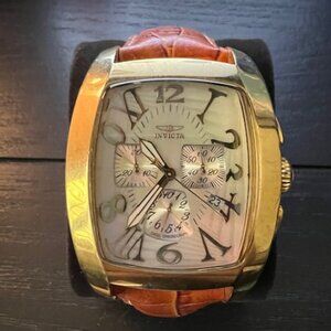 Men's Invicta 2787 Gold/Leather Swiss Made